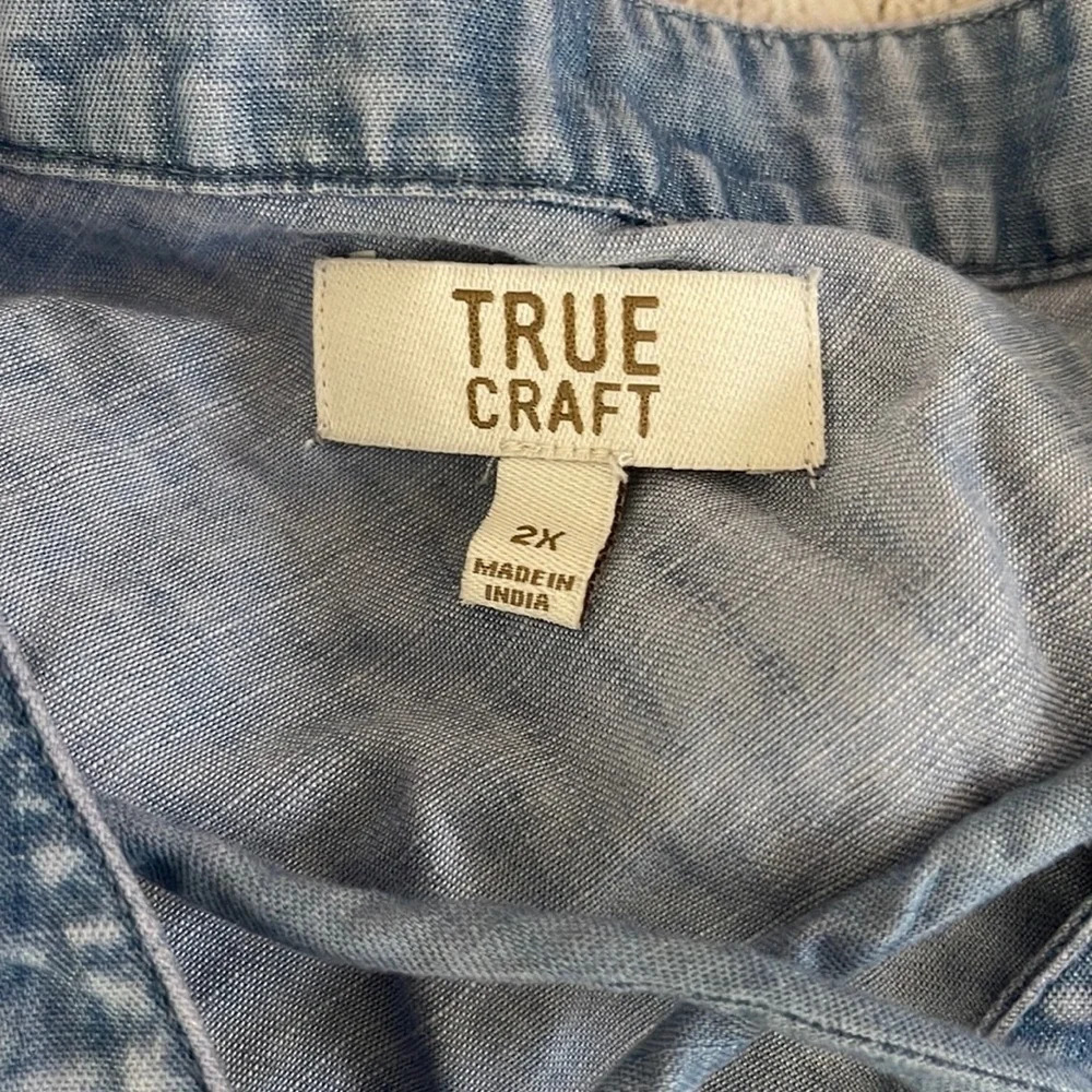 Women’s True Craft denim lace up top 2X - Picture 3 of 4